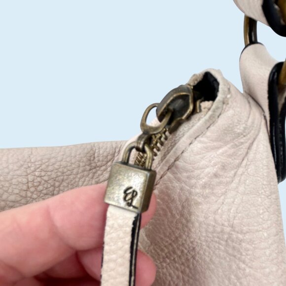 ELLIOTT LUCCA Cream Pebbled Leather BUCKET CROSSBODY Bag Purse - Picture 4 of 14